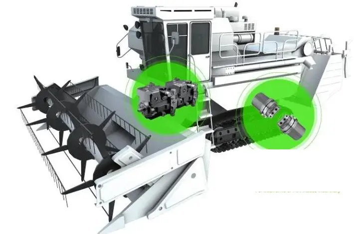 Rice harvester with Hytek hydraulic pump and motor